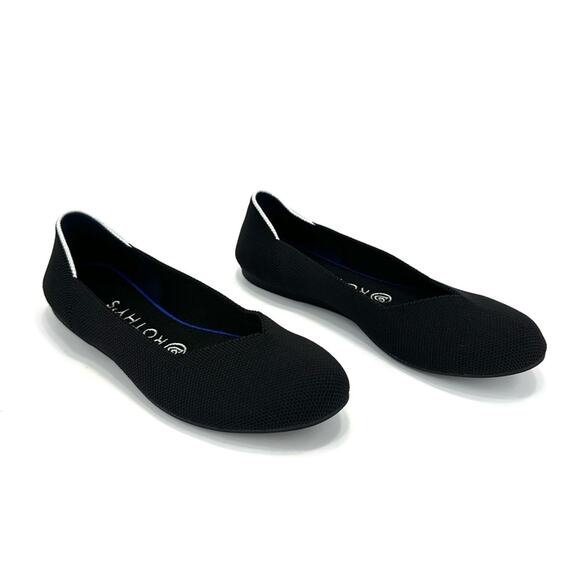 Rothy's Ballet Flats Size 7 Black Knit Eco-Friendly Sustainable Vegan Round-Toe - Picture 9 of 13